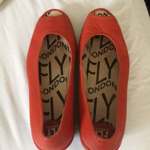 Fly London a Deep Orange Peep Toe Wedges